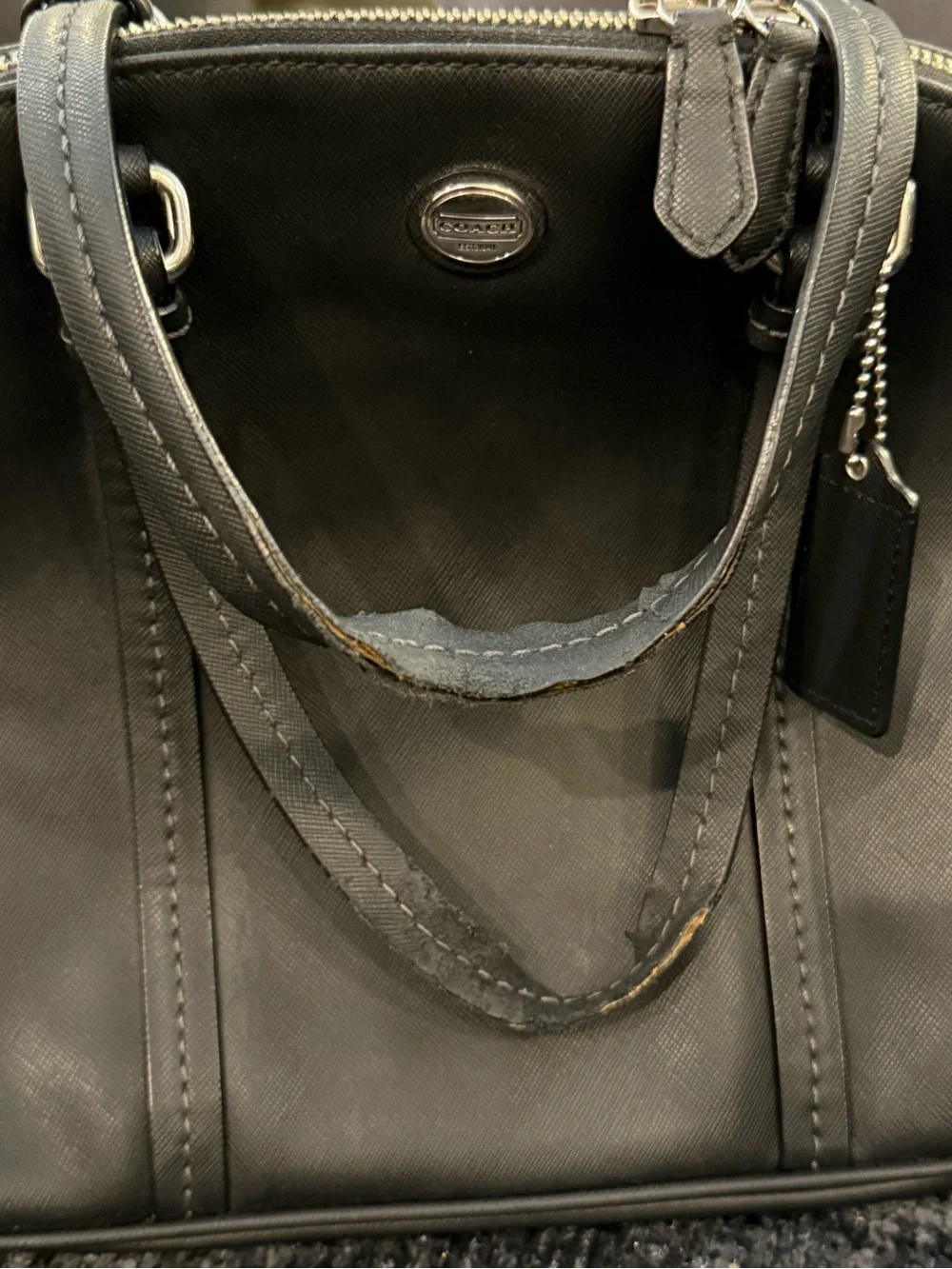 Coach Black Leather Dome Satchel